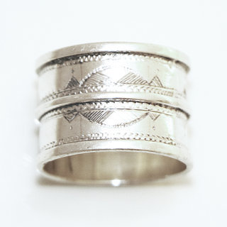 Bijoux ethniques touareg bague en argent 925 massif anneau alliance de mariage duo homme femme large grave - Niger 118 b