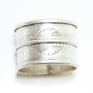 Bijoux ethniques touareg bague en argent 925 massif anneau alliance de mariage duo homme femme large grave - Niger 119 b