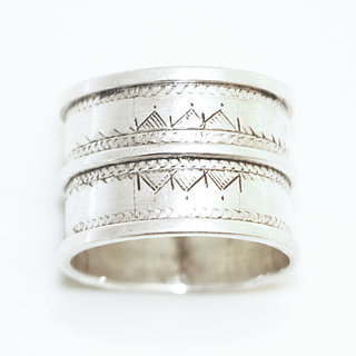 Bijoux ethniques touareg bague en argent 925 massif anneau alliance de mariage duo homme femme large grave - Niger 120 b