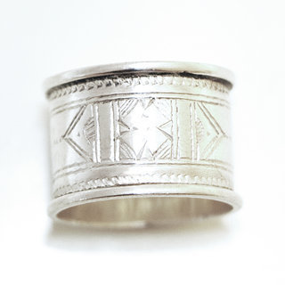 Bijoux ethniques touareg bague en argent 925 massif anneau alliance de mariage duo homme femme large grave - Niger 121 b