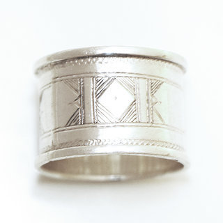 Bijoux ethniques touareg bague en argent 925 massif anneau alliance de mariage duo homme femme large grave - Niger 122 b