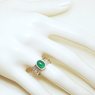 Bijoux ethniques touareg bague en argent 925 massif femme homme semainier grav multi plusieurs sept anneaux et pierre fine Agate verte - Niger 028 b