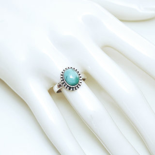 Bijoux ethniques Indiens bague en argent 925 femmes  hommes filigranes petite ovale et pierre fine Turquoise naturelle vritable - Inde 077 b