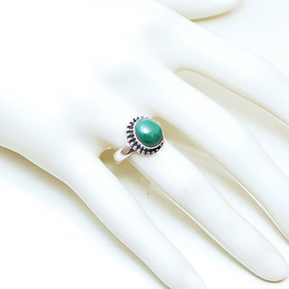 Bijoux ethniques Indiens bague en argent 925 femmes  hommes filigranes petite ovale et pierre fine Malachite vert - Inde 077 b