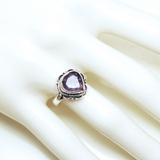 Bijoux ethniques Indiens bague en argent 925 femmes  hommes filigranes petite goutte facettes et pierre fine Amthyste violet mauve - Inde 080 b