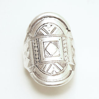 Bijoux ethniques touareg bague en argent 925 massif homme femme longue navette grave - Niger 127 c