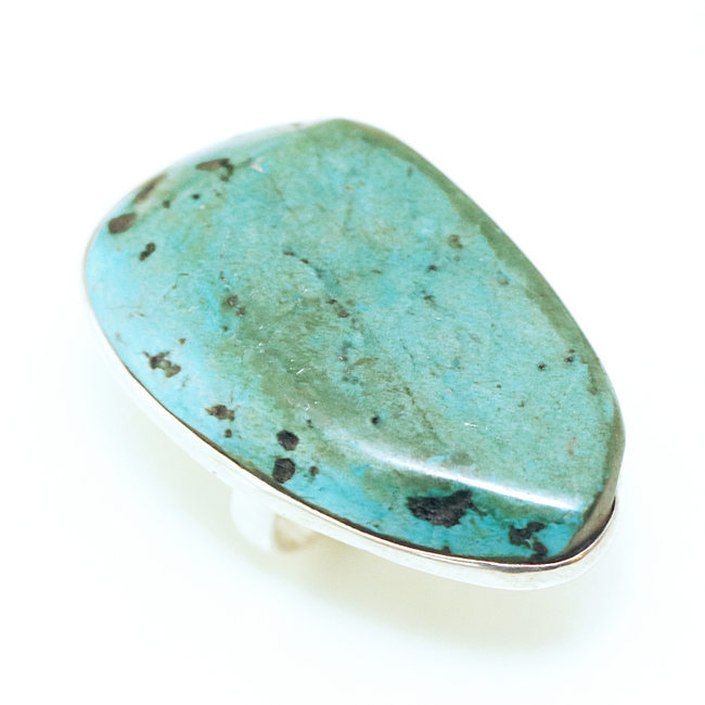 Bague druzy argent 925 et Turquoise brute naturelle - Népal 059