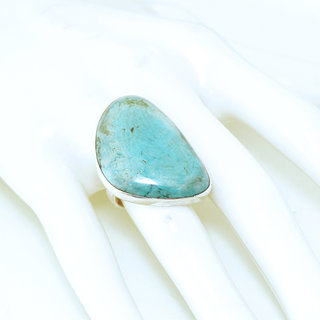 Bijoux ethniques indiens bague en argent 925 massif druzy femme homme large et pierre fine turquoise naturelle vritable grosse brute npalaise - Npal 061b