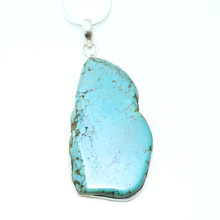 Bijoux Indiens Ethniques grand pendentif en argent 925 massif femme et large pierre fine Turquoise naturelle druzy vritable npalais - Npal 003 b