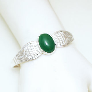 Bijoux ethniques touareg bracelet manchette en argent 925 massif homme femme grav large et pierre fine ovale Agate verte - Niger 007 b