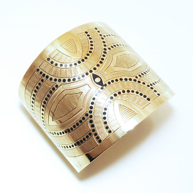 Bracelet manchette large bronze doré - Mauritanie 010