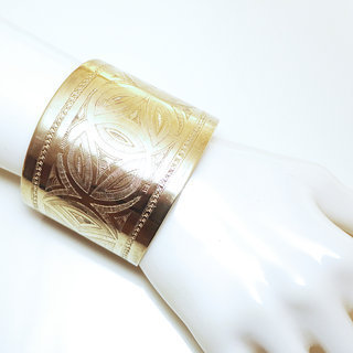 Bijoux ethniques africains bracelet manchette touareg en bronze dor or grav femme large rglable ajustable mauritanien - Mauritanie 012 b