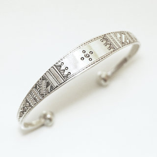 Bijoux touareg ethniques bracelet en argent 925 homme femme plat jonc gourmette ouvert grav - Niger 035