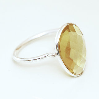 Bijoux ethniques Indiens bague facette argent 925 et pierre fine Citrine - 001  b