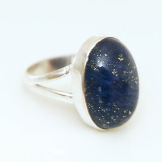 Bijoux ethniques Indiens bague argent 925 et pierre fine ovale Lapis-Lazuli - Inde 061 b