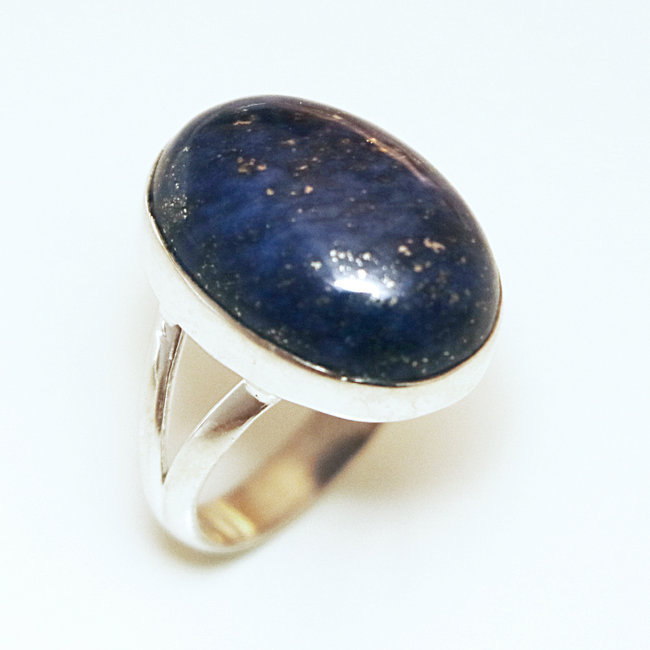 Bague ovale cabochon argent 925 et Lapis-Lazuli - Inde 061