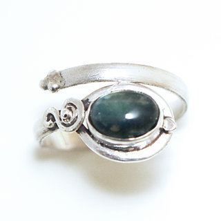 Bijoux ethniques Indiens bague en argent 925 fine rglable ajustable femme filigranes petites ovales et pierre fine Labradorite - Inde 074