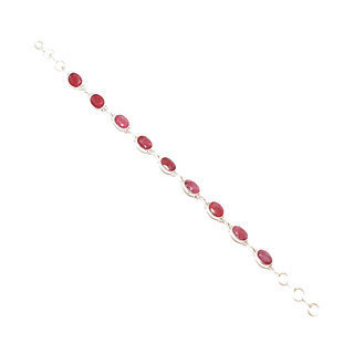 Bijoux Indiens Ethniques bracelet argent 925 femme rang de pierre fine ovale rglable ajustable corindon Rubis rouge - Inde 008  b