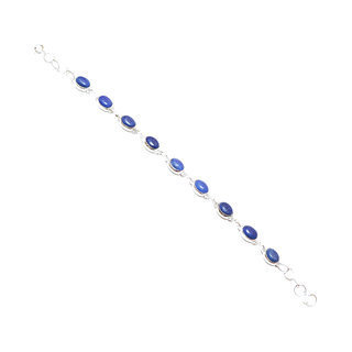 Bijoux Indiens Ethniques bracelet argent 925 femme rang de pierre fine ovale rglable- Inde 009 Lapis-Lazuli b