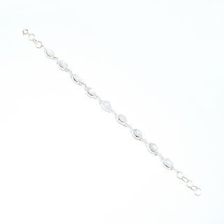 Bijoux Indiens Ethniques bracelet argent 925 femme rang de pierre fine ovale rglable- Inde 009 Pierre de Lune b