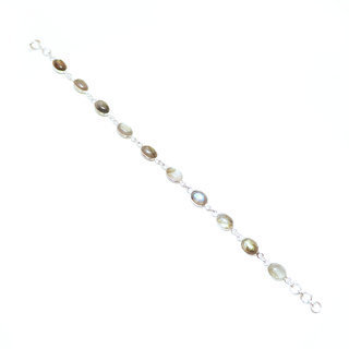 Bijoux Indiens Ethniques bracelet argent 925 rang pierre fine ovale rglable- Inde 001 Labradorite b