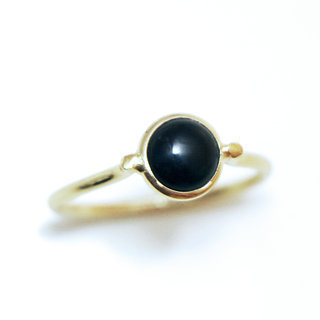 Bijoux ethniques Indiens bague fine en argent 925 plaqu or minimaliste femme design pierre semi-prcieuse onyx - Inde 102O b