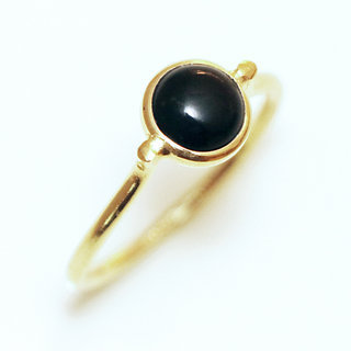 Bijoux ethniques Indiens bague fine en argent 925 plaqu or minimaliste femme design pierre semi-prcieuse onyx - Inde 102O