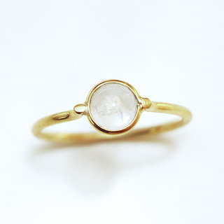 Bijoux ethniques Indiens bague fine en argent 925 plaqu or minimaliste femme design pierre semi-prcieuse pierre de lune - Inde 102O b