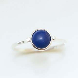 Bijoux ethniques Indiens bague fine en argent 925 minimaliste femme design pierre semi-prcieuse lapis-lazuli - Inde 102 b