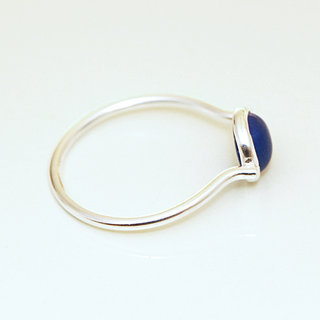 Bijoux ethniques Indiens bague fine en argent 925 minimaliste femme design pierre semi-prcieuse lapis-lazuli - Inde 102 c