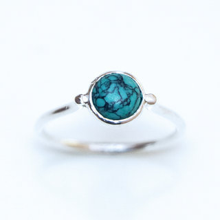 Bijoux ethniques Indiens bague fine en argent 925 minimaliste femme design pierre semi-prcieuse turquoise - Inde 102 b