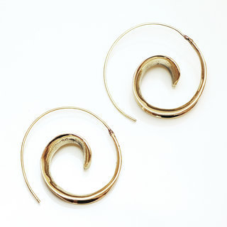 Bijoux Indiens Ethniques boucles d'oreilles croles spirale boho bohme en bronze dor or lisses - Inde 005