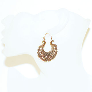 Bijoux Indiens Ethniques boucles d'oreilles croles dores filigranes boho gipsy bhome en bronze dor or grav - Inde 016 c