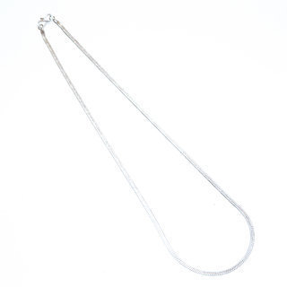 Bijoux Indiens Ethniques Collier Sautoir Chaine snake serpent plat maille homme femme souple fluide mailles laiton plaqu argent 3 mm - Inde 018