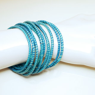 Bijoux Africains Bracelet Jokko Plastique Recycl Tendance Ethniques Turquoise Lot de 12 - Mali 002 b