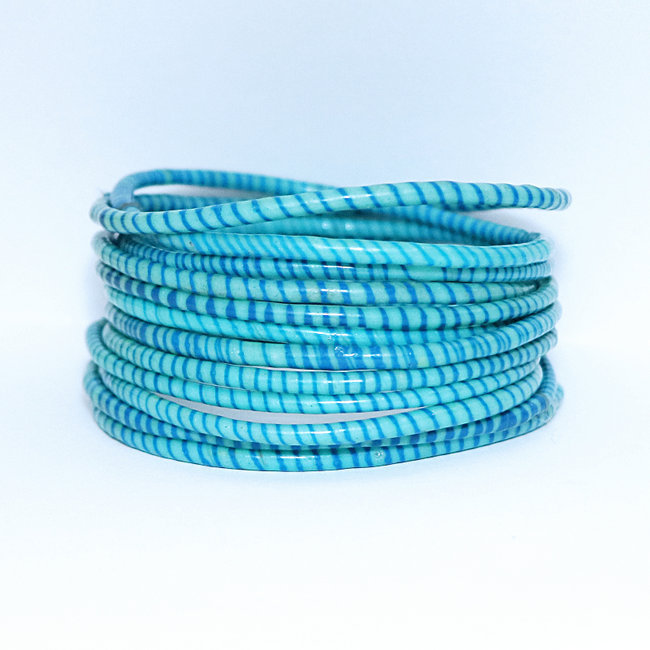 Lot de 12 bracelets Jokko en plastique recyclé Turquoise aquamarine - Mali 002