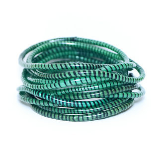 Bijoux Africains Bracelet Jokko Plastique Recycl Tendance Ethniques Vert Fonc Lot de 12 - Mali 006