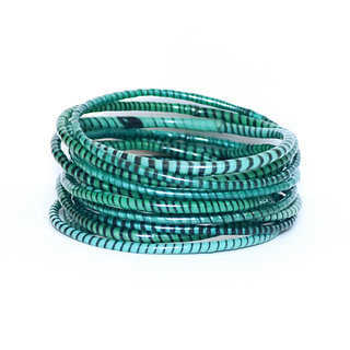 Bijoux Africains Bracelet Jokko Plastique Recycl Tendance Ethniques Mix Vert Emeraude Lot de 12 - Mali 008