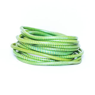 Bijoux Africains Bracelet Jokko Plastique Recycl Tendance Ethniques Mix Vert Clair Anis Lot de 12 - Mali 009