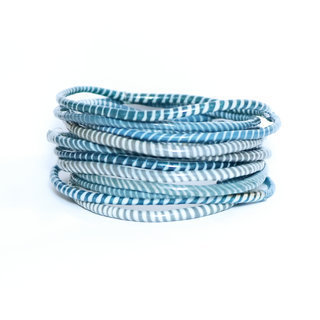Bijoux Africains Bracelet Jokko Plastique Recycl Tendance Ethniques Mix Bleu Gris Lot de 12 - Mali 022