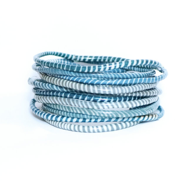 Lot de 12 bracelets Jokko en plastique recyclé mix Bleu ardoise - Mali 022