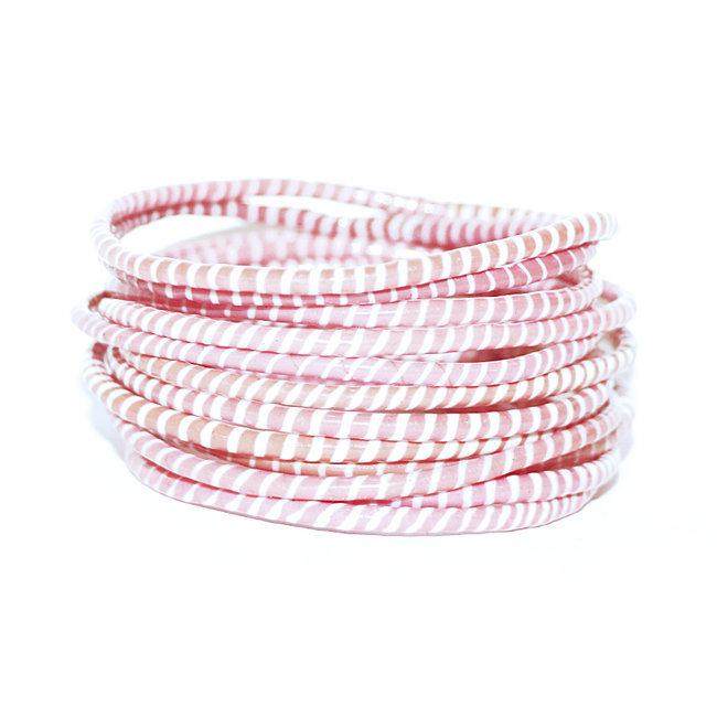 Lot de 12 bracelets Jokko en plastique recyclé Rose dragée - Mali 025