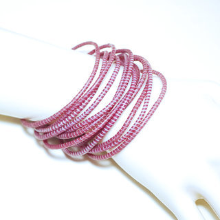Bijoux Africains Bracelet Jokko Plastique Recycl Tendance Ethniques Rose Indien Lot de 12 - Mali 026 b