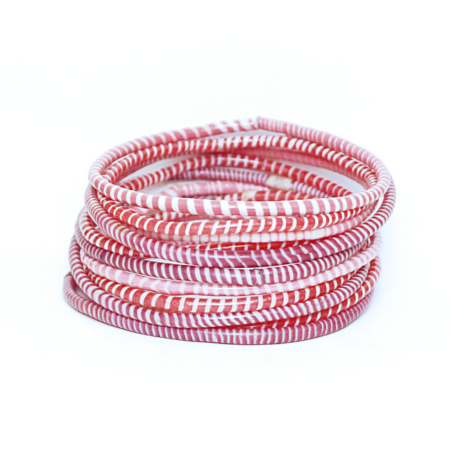 Lot de 12 bracelets Jokko en plastique recyclé mix Rose byzantin  - Mali 027