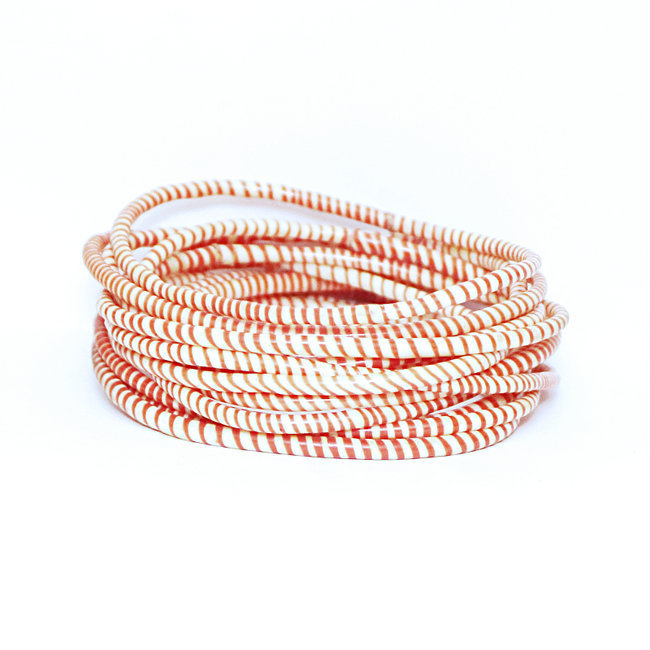Lot de 12 bracelets Jokko en plastique recyclé Orange Corail - Mali 029