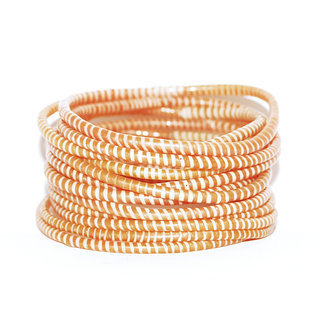 Bijoux Africains Bracelet Jokko Plastique Recycl Tendance Ethniques Orange Mandarine Lot de 12 - Mali 030