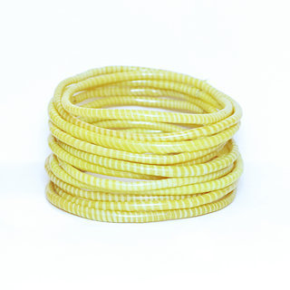 Bijoux Africains Bracelet Jokko Plastique Recycl Tendance Ethniques Jaune Clair Mimosa Lot de 12 - Mali 032 a