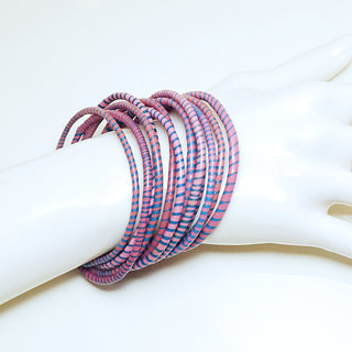 Bijoux Africains Bracelet Jokko Plastique Recycl Tendance Ethniques Rose Bleu Lot de 12 - Mali 034 b