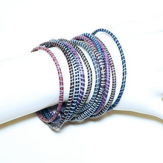 Bijoux Africains Bracelet Jokko Plastique Recycl Tendance Ethniques Mix Brun Bleu Violet Lot de 12 - Mali 039 b