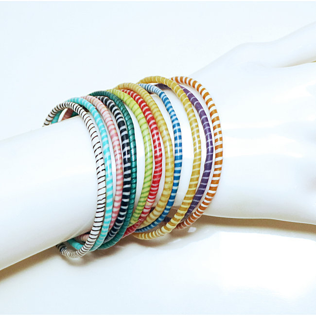 Bijoux Africains Bracelet Jokko Plastique Recyclé Tendance Ethniques Mix Multicolore Lot de 12 - Mali 040 b